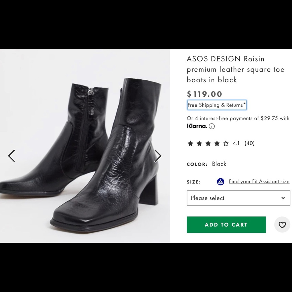 ASOS DESIGN Roisin PremiumLeather Square-Toe Boots